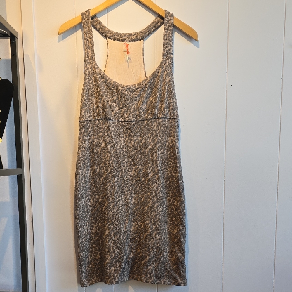 (Women's M) Free People Gray Leopard Print Dress